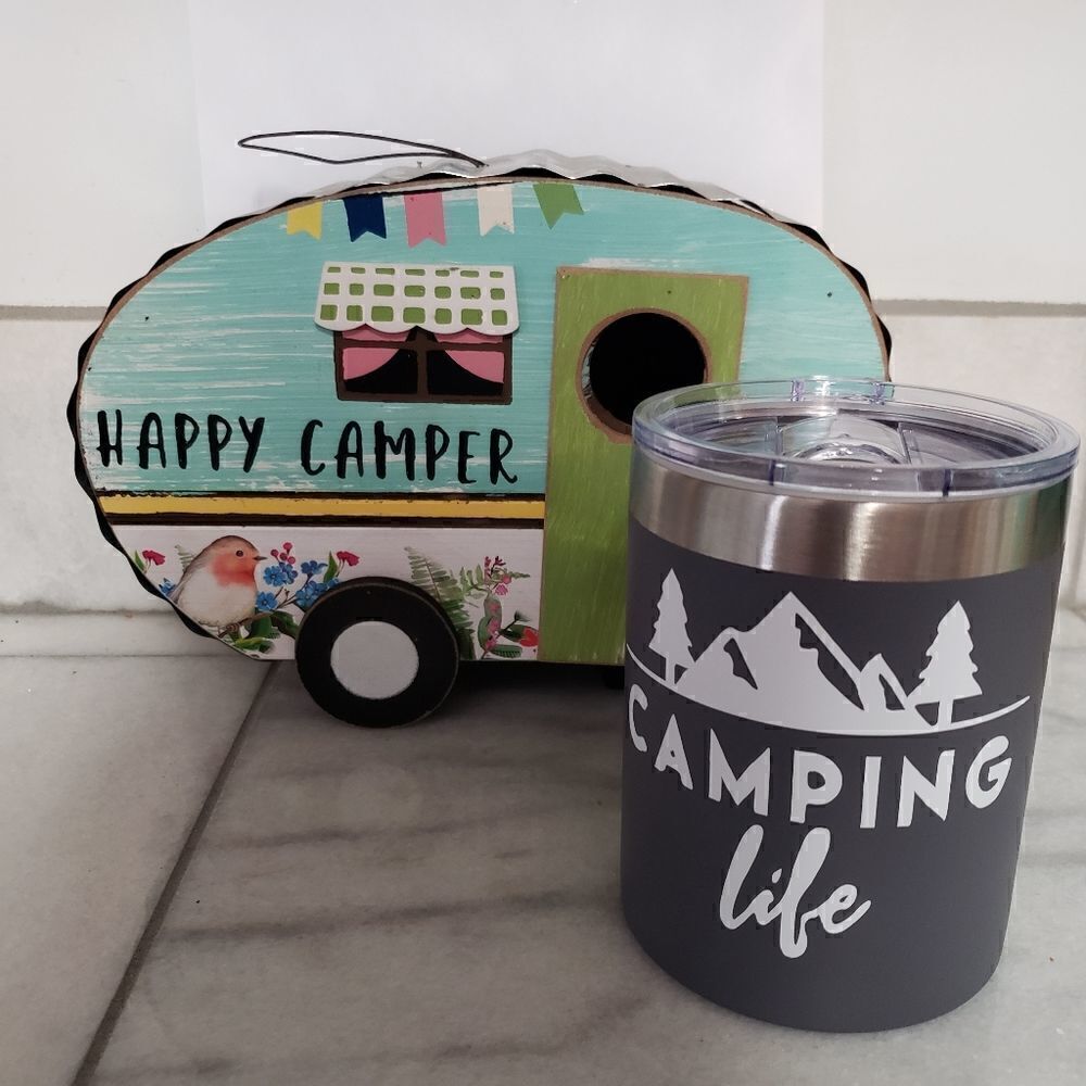 Custom Camping Life Lowball Tumblers set of 2